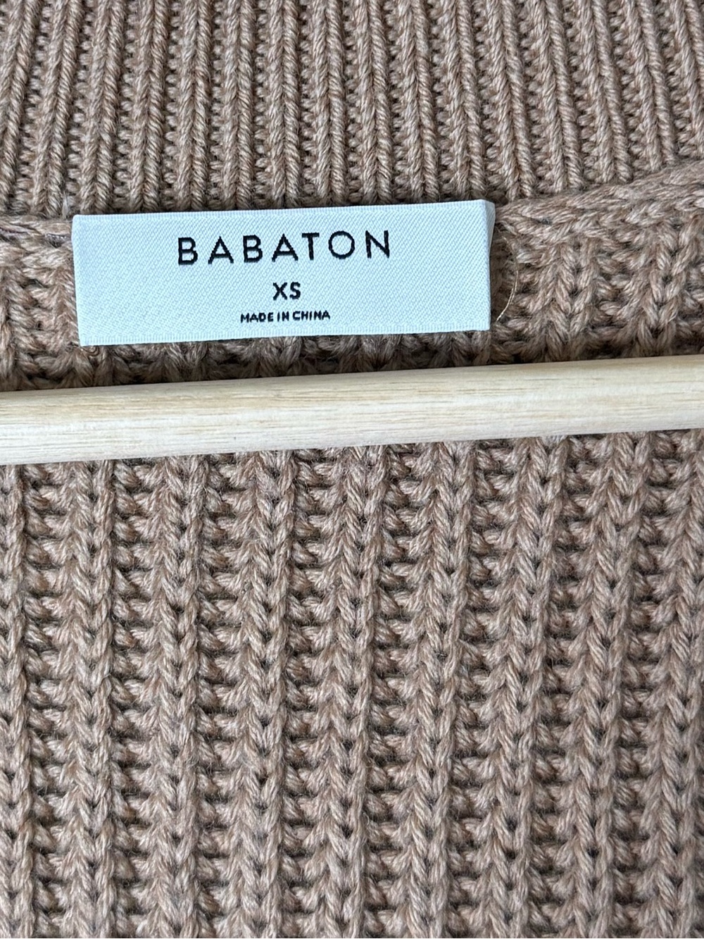 Babaton Taupe V-Neck Ribbed Merino Wool Roger Sweater Size XS - Picture 5 of 7